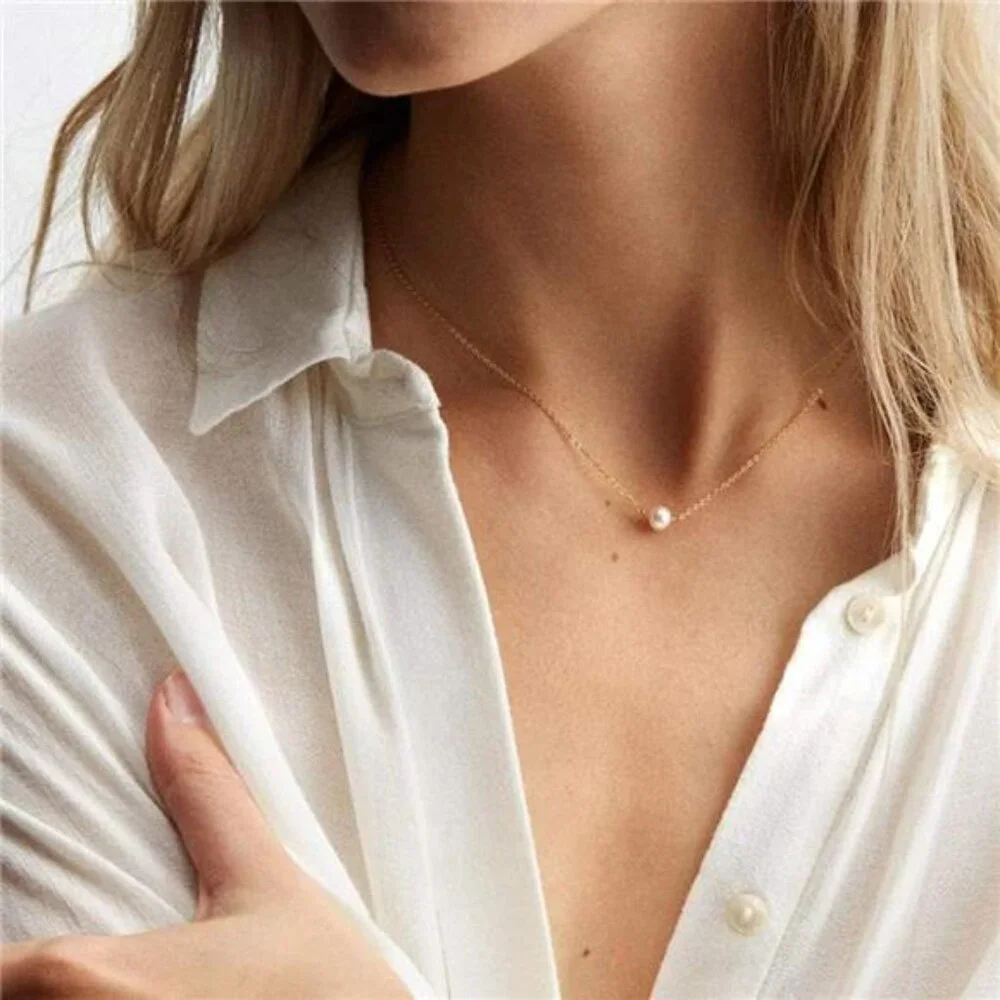 Dainty Layered Choker Necklace, Handmade 14K Gold Plated Y Pendant
